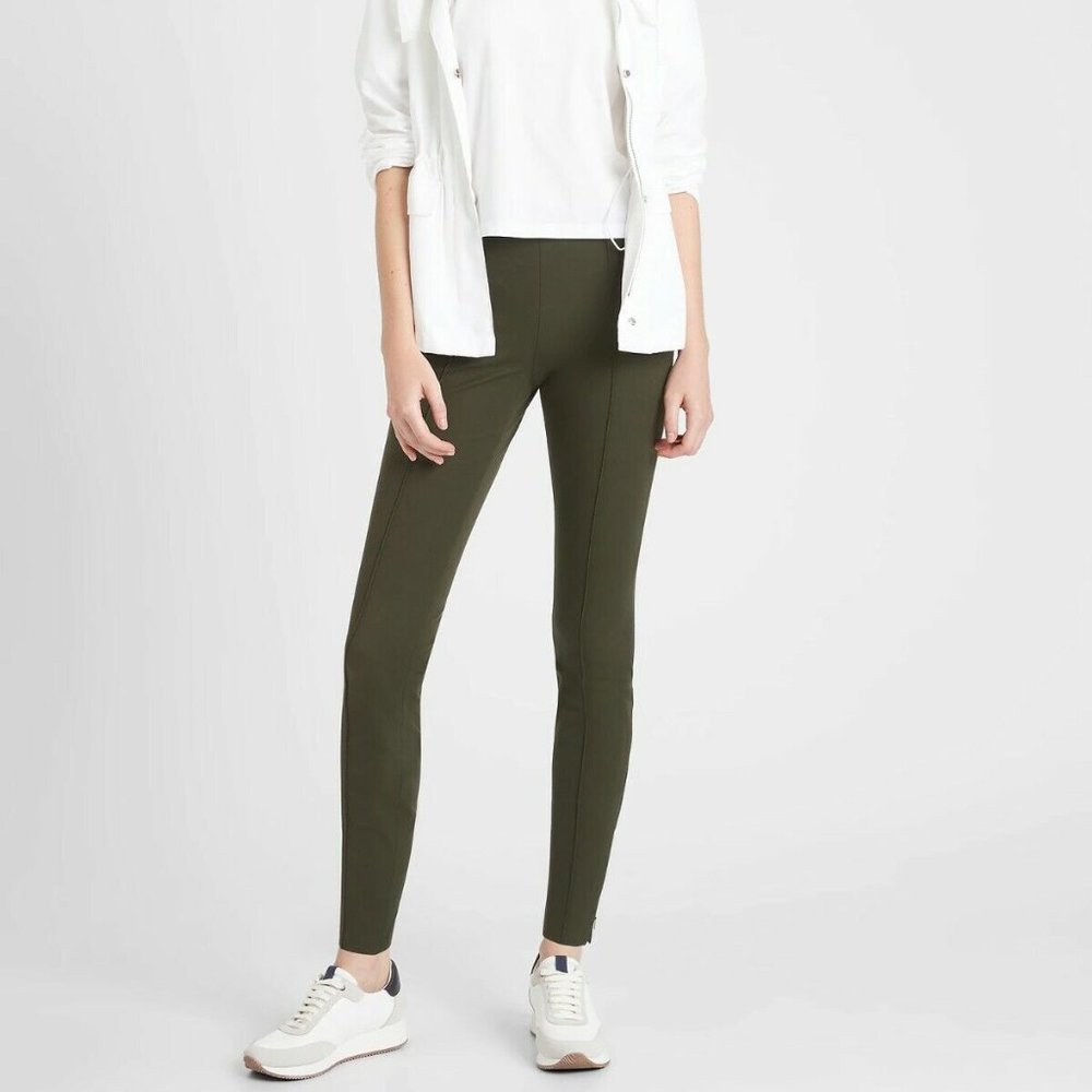 NWT Banana Republic High Waist Green Pull On Leggings Minimalist Heritage Goblin